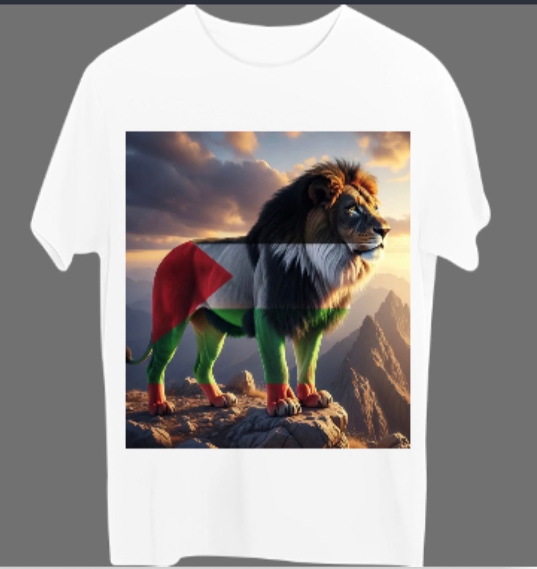 Palestine Flag Lion Graphic Print T Shirt Premium Cotton Streetwear